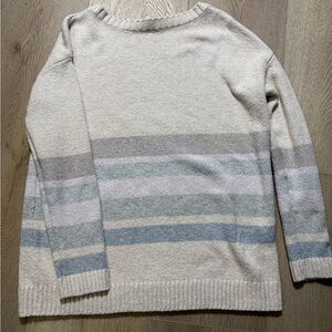 J. Jill Women's Striped Sweater in Beige and Gray